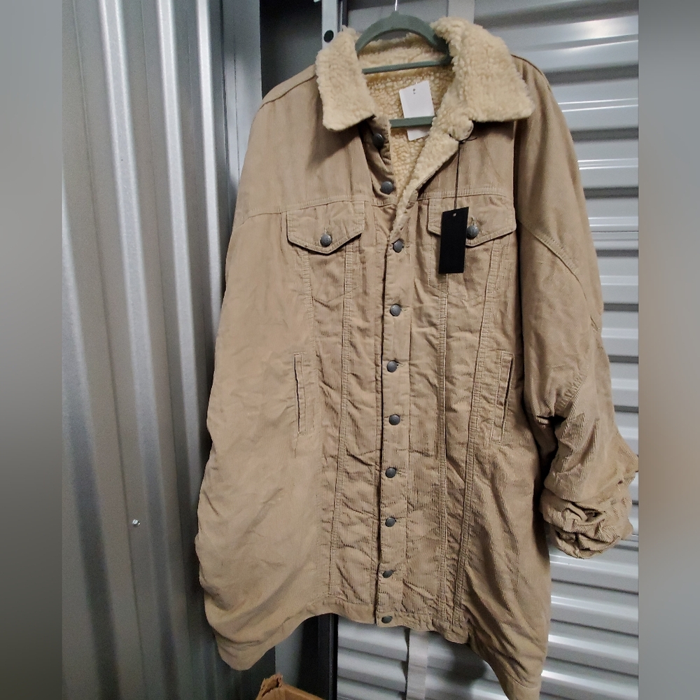 Nwt R13 Oversized Heather Men's Trucker Jacket with Shearling Collar and Lining